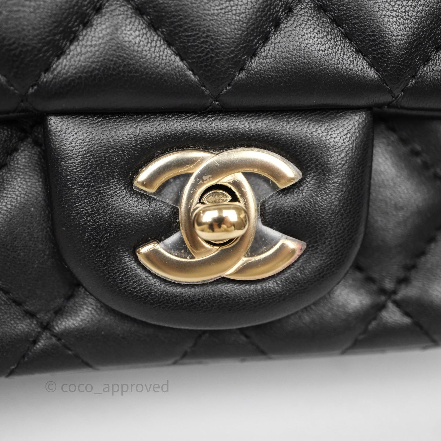 Chanel Mini Square Quilted Black Lambskin Gold Hardware