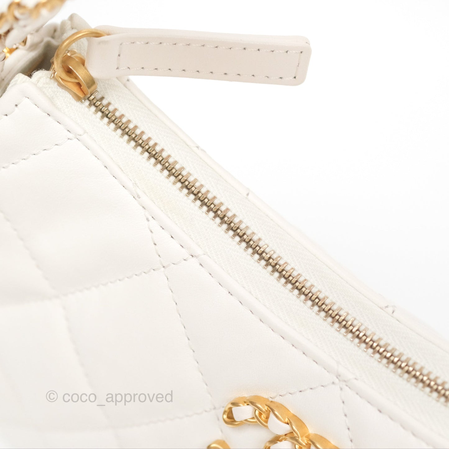 Chanel Hobo Bag White Aged Calfskin Aged Gold Hardware