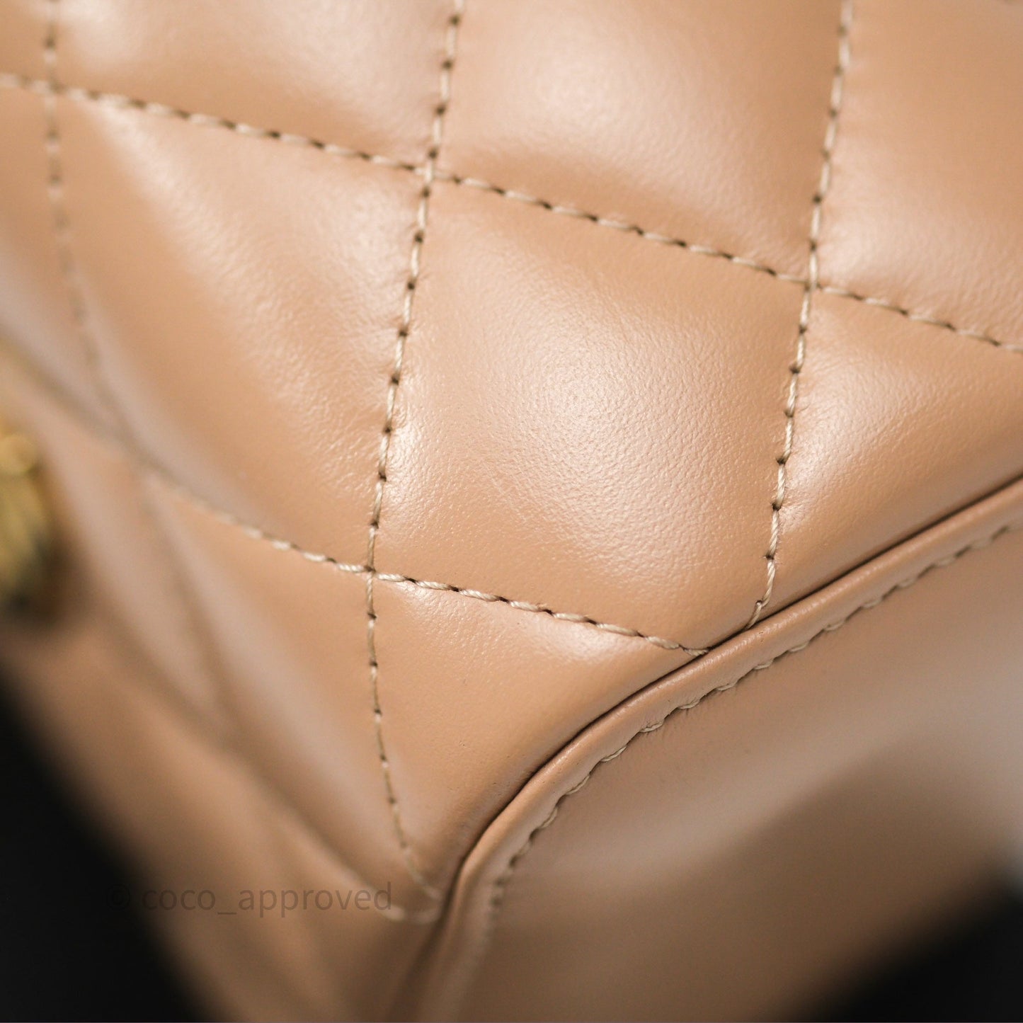Chanel Quilted Mini Perfect Fit Vanity With Chain Beige Calfskin Aged Gold Hardware