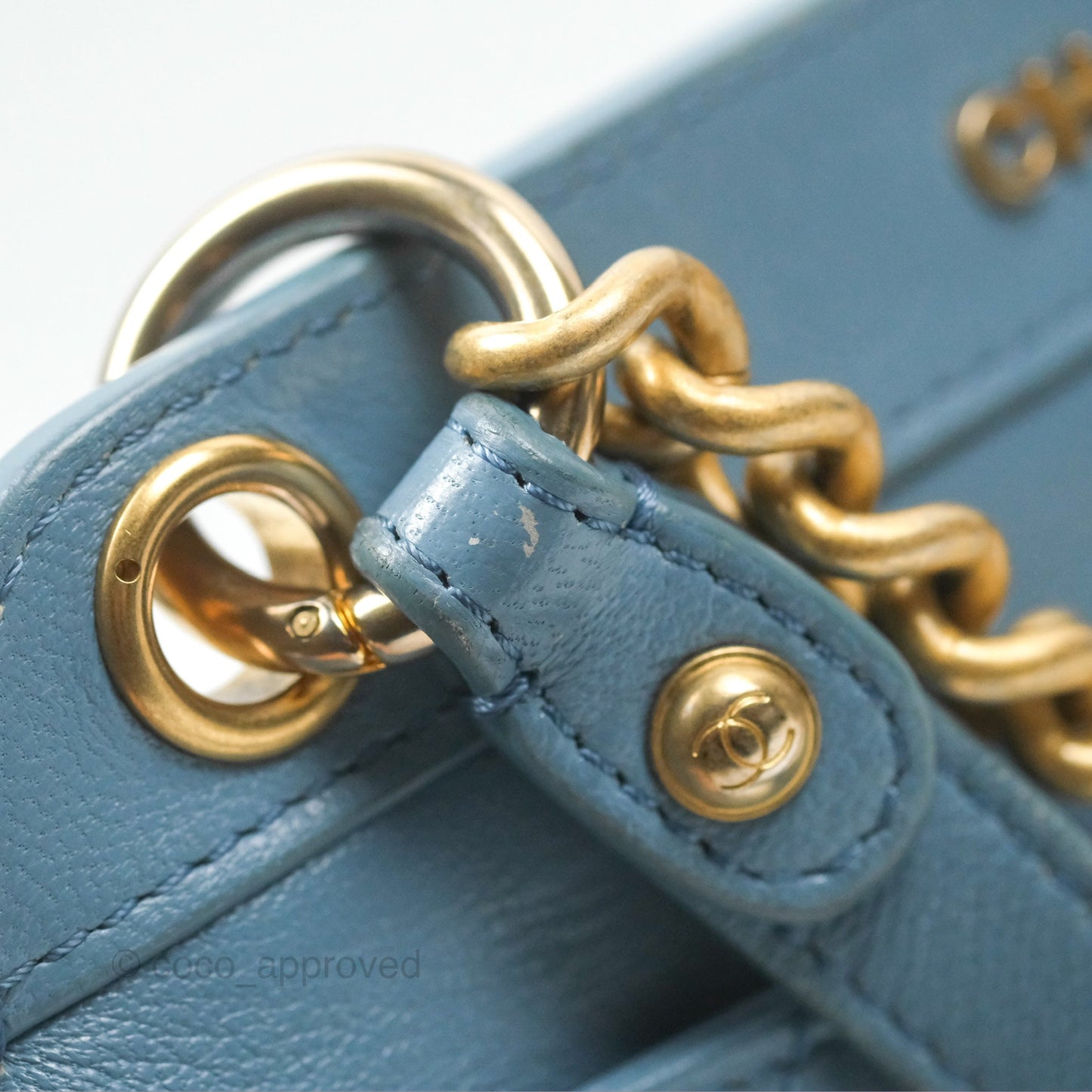 Chanel Curved Flap Bag Blue Lambskin Aged Gold Hardware