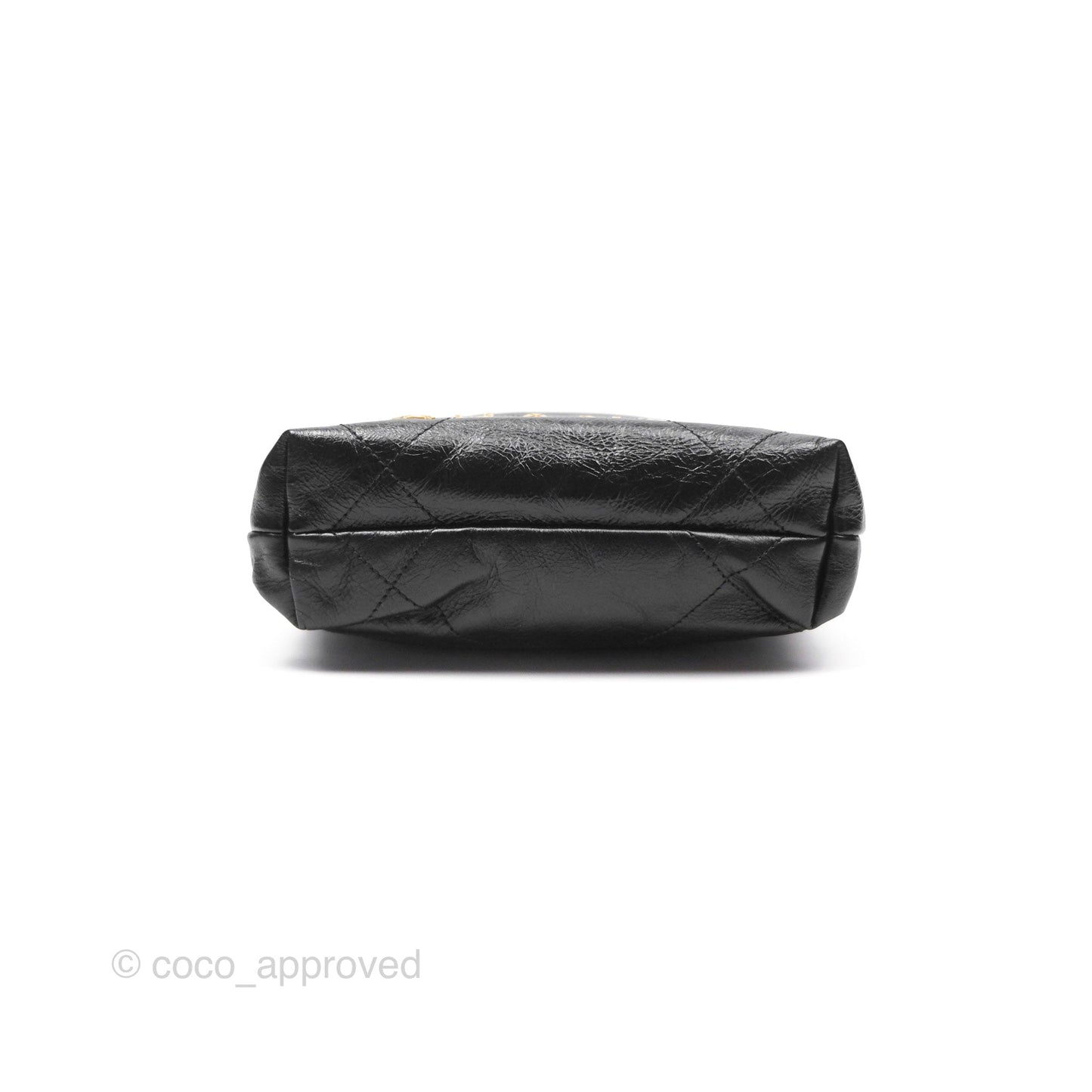 Chanel 22 Quilted Logo Mini Bag with Pearl Chain Black Shiny Crumpled Calfskin