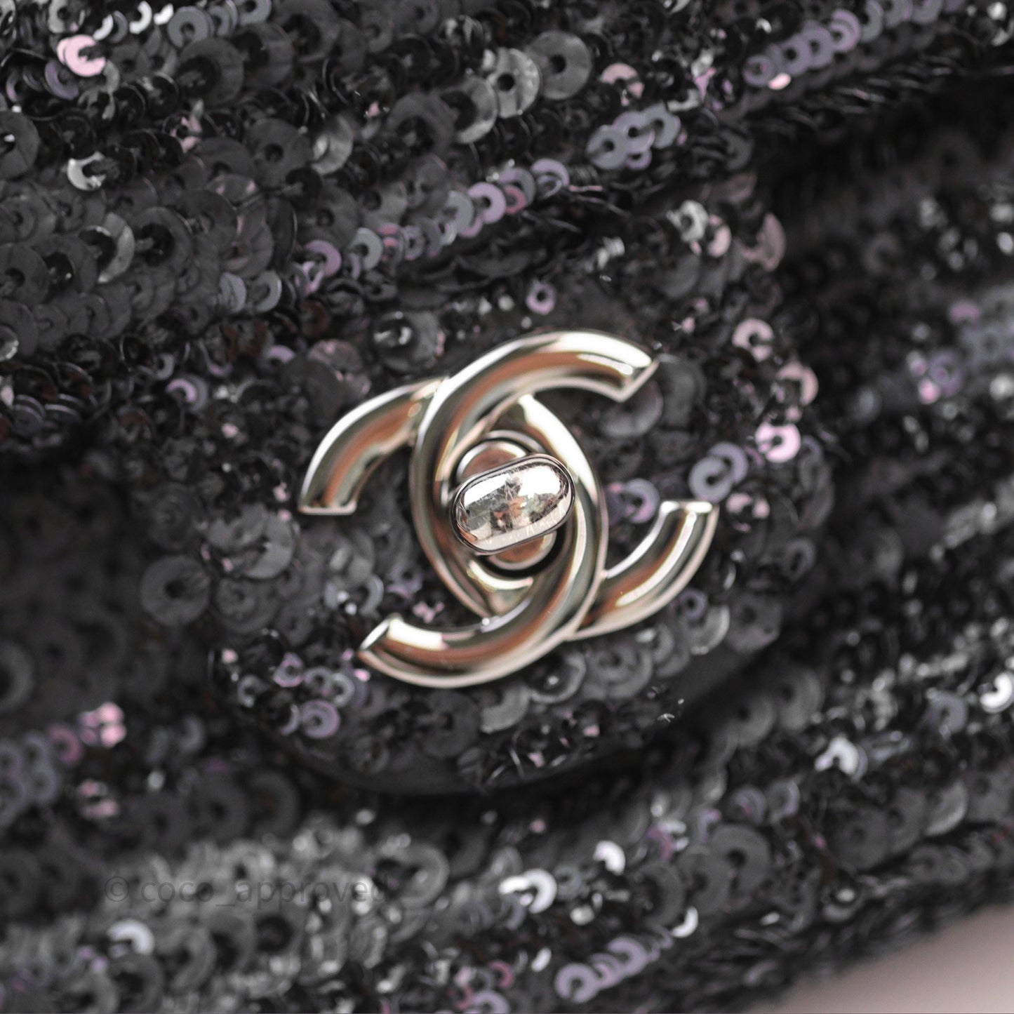 Chanel Mini Flap Bag Sequin Black/ Navy Gun Metal Hardware