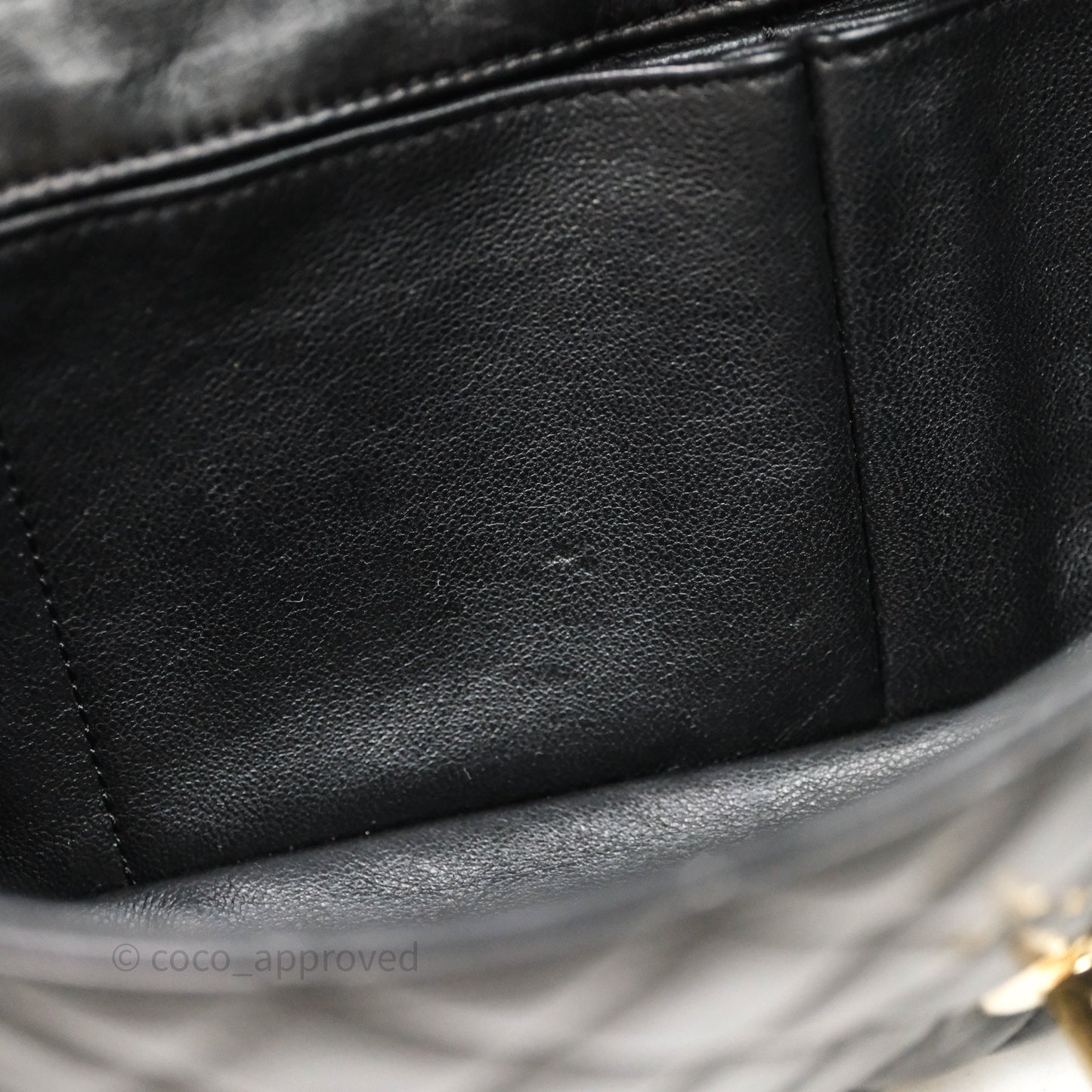 Chanel Quilted East West With Charm Flap Bag Lambskin Black Gold Hardware