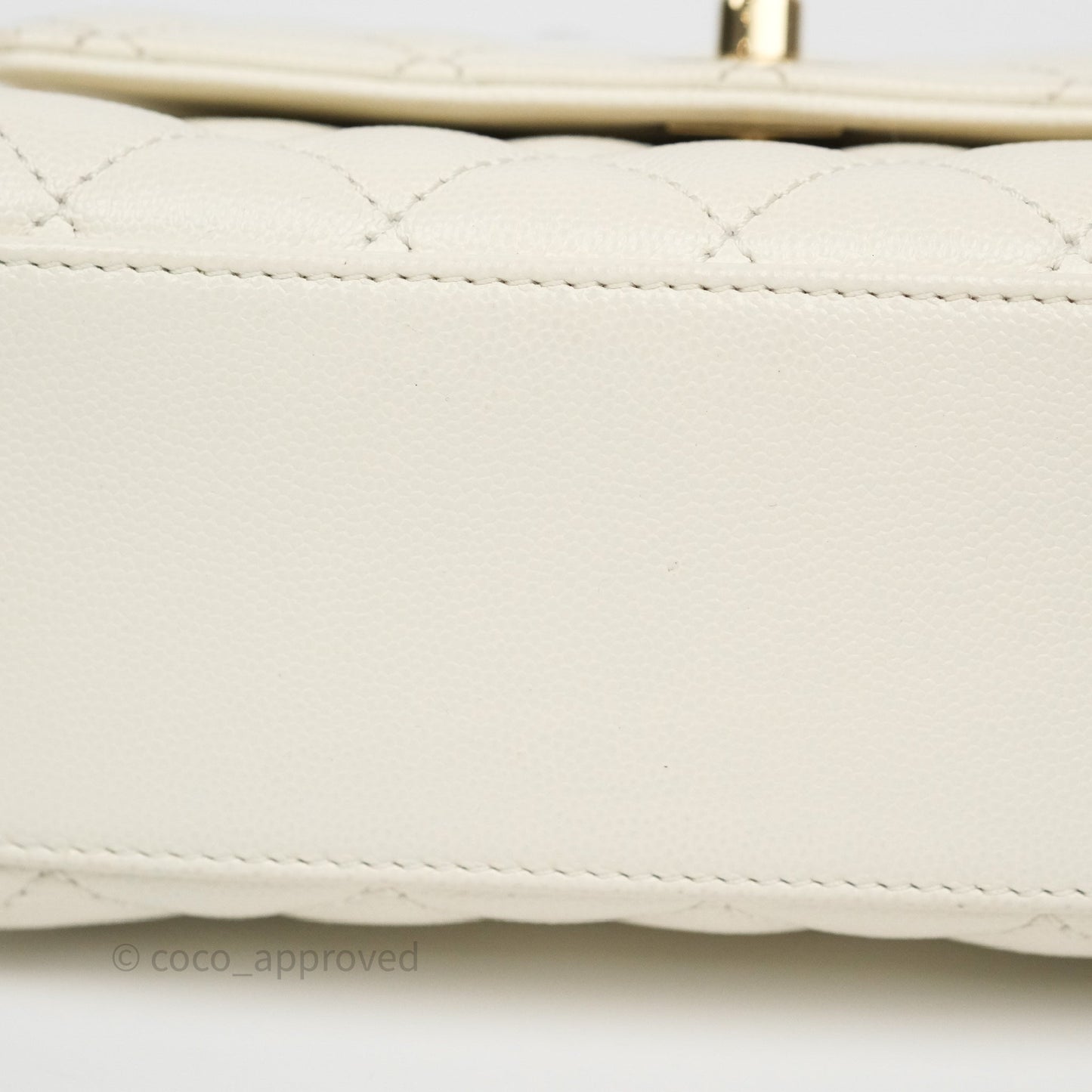 Chanel Mini Coco Handle Quilted Ivory White Caviar Gold Hardware