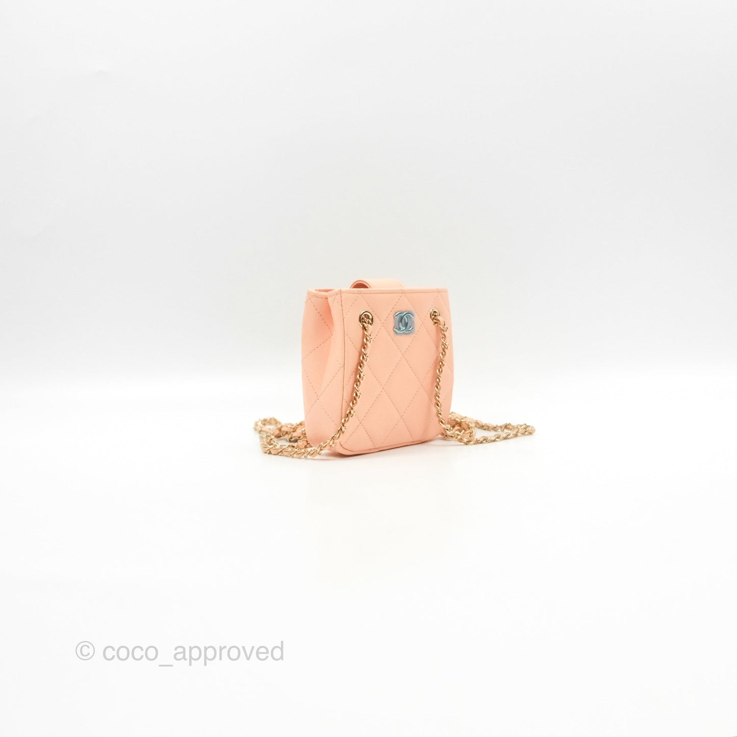 Chanel Mini Clutch With Chain Light Beige Pink Lambskin Gold Hardware