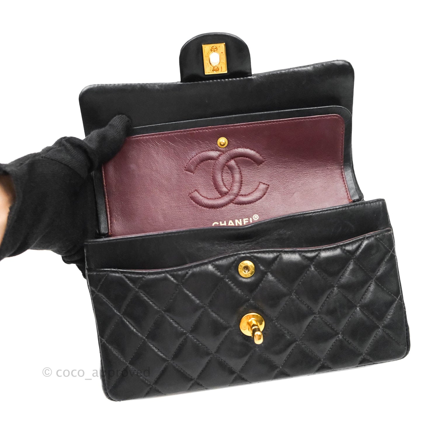 Chanel Classic Vintage Small S/M Flap Black Lambskin 24K Gold Hardware