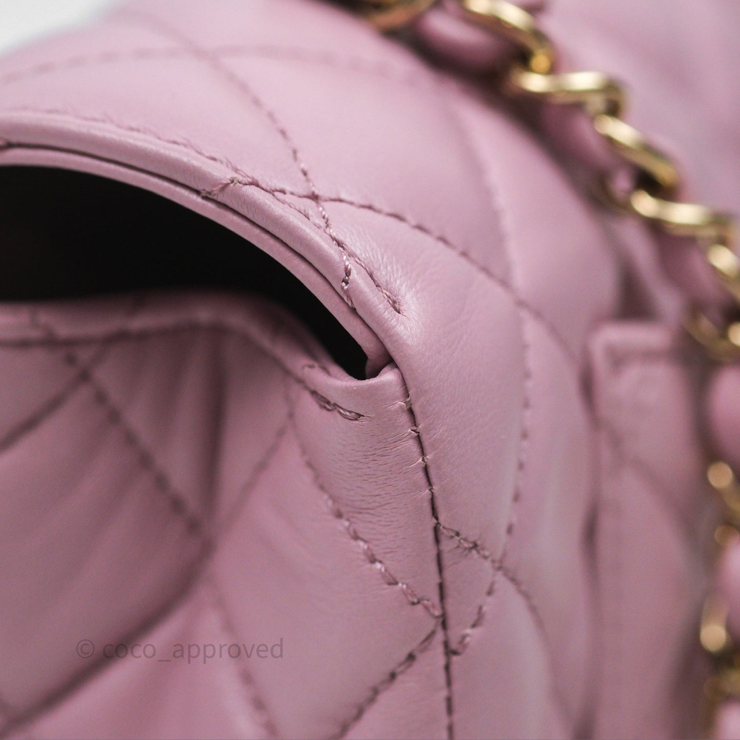 Chanel Logo Top Handle Mini Rectangular Flap Bag Pink Lambskin Gold Hardware