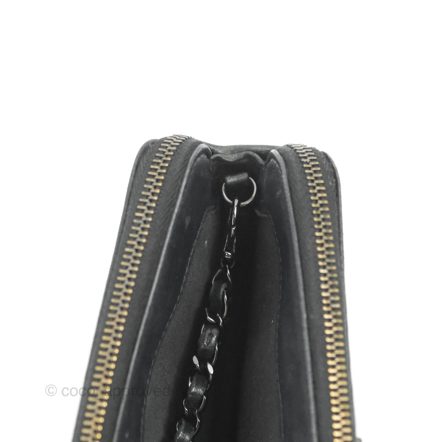 Chanel Le Boy Double Zip Wallet On Chain So Black Lambskin