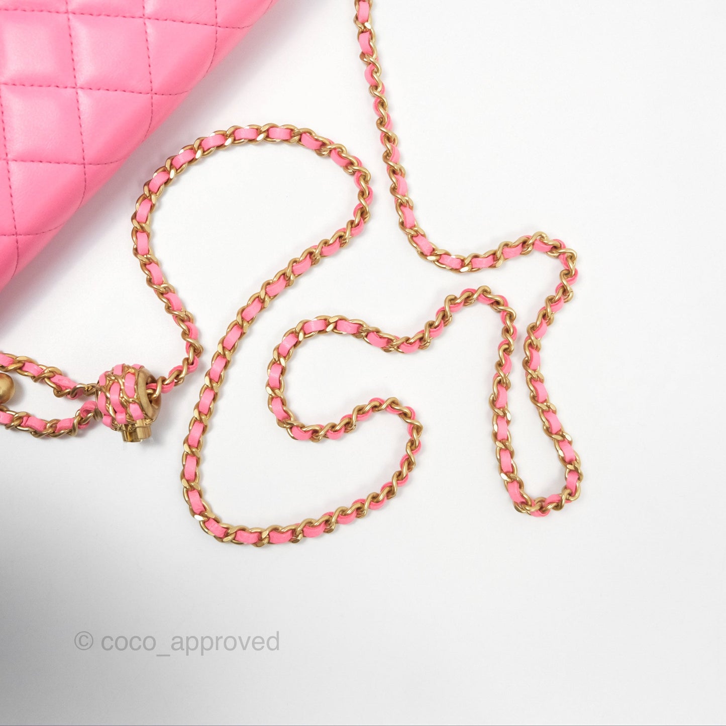 Chanel Quilted Pearl Crush Wallet on Chain WOC Pink Lambskin Aged Gold Hardware