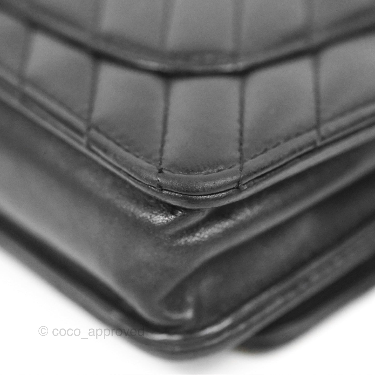 Chanel Classic Chevron Wallet on Chain WOC Black Lambskin Silver Hardware