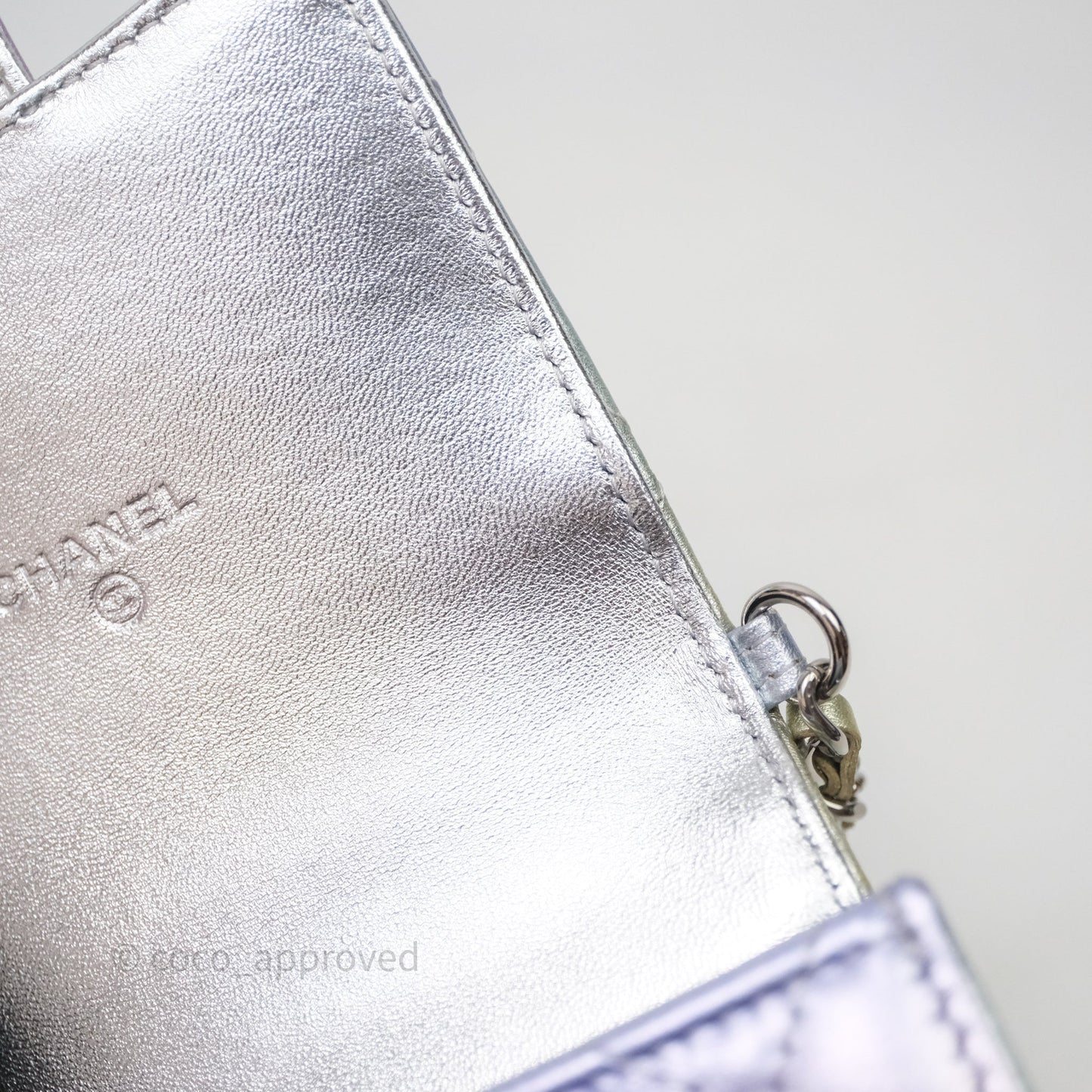 Chanel Classic Quilted Metallic Rainbow Lambskin Phone Holder Rainbow Hardware