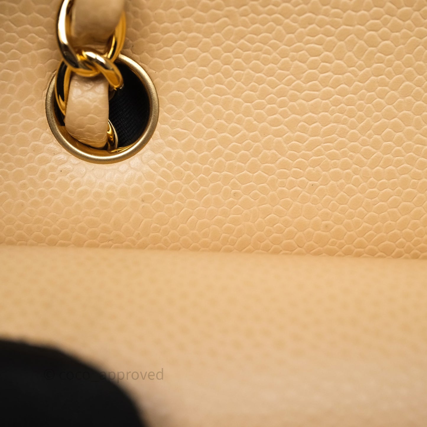 Chanel Small Classic Flap Quilted Beige Caviar Gold Hardware