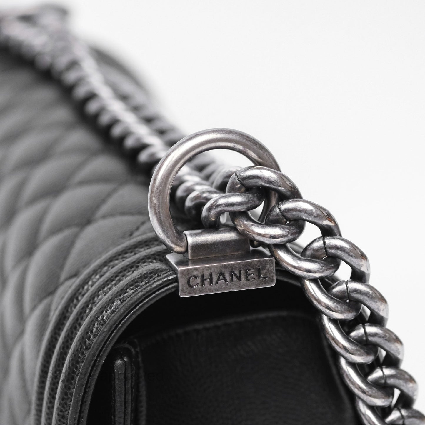 Chanel Medium Boy Quilted Black Caviar Ruthenium Hardware
