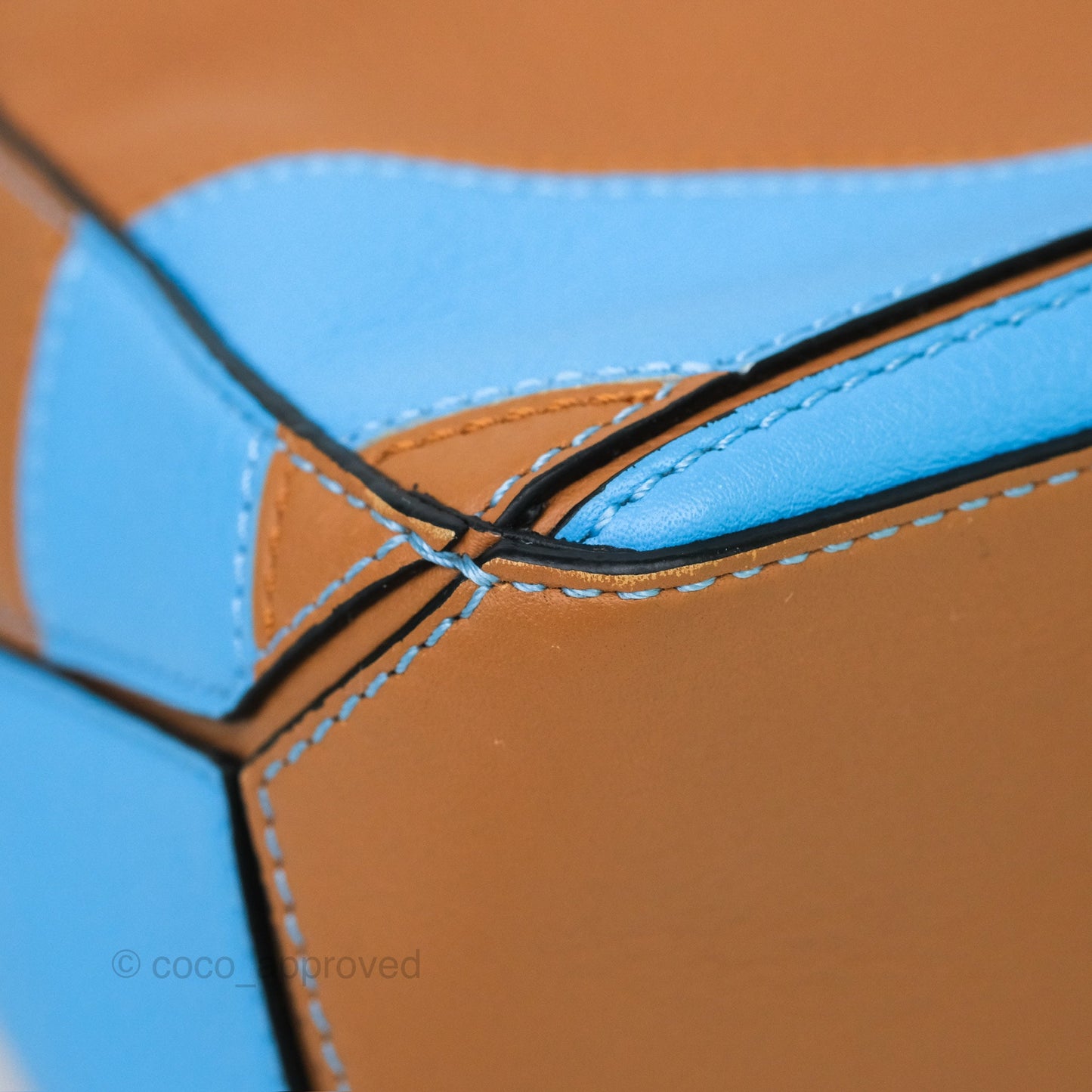 Loewe Small Rugby Puzzle Blue Tan Calfskin