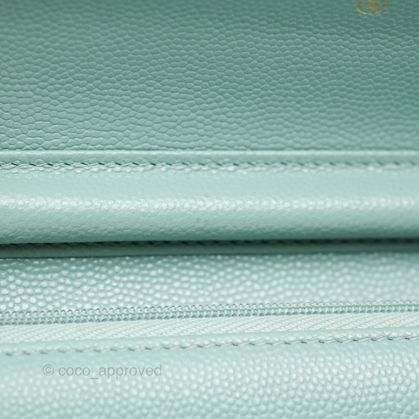 Chanel Quilted Classic Wallet On Chain WOC Tiffany Blue Caviar Gold Hardware