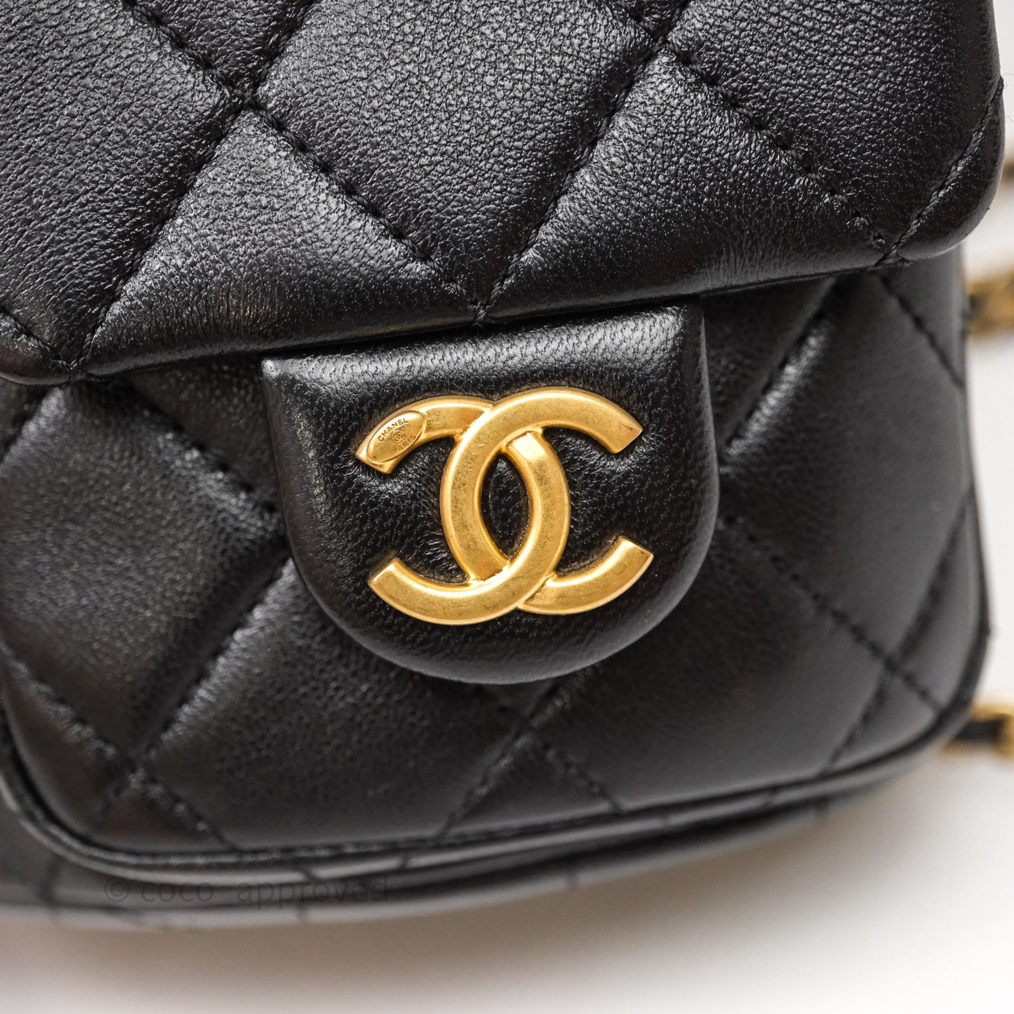 Chanel Double Pocket Black Lambskin Gold Hardware 25C
