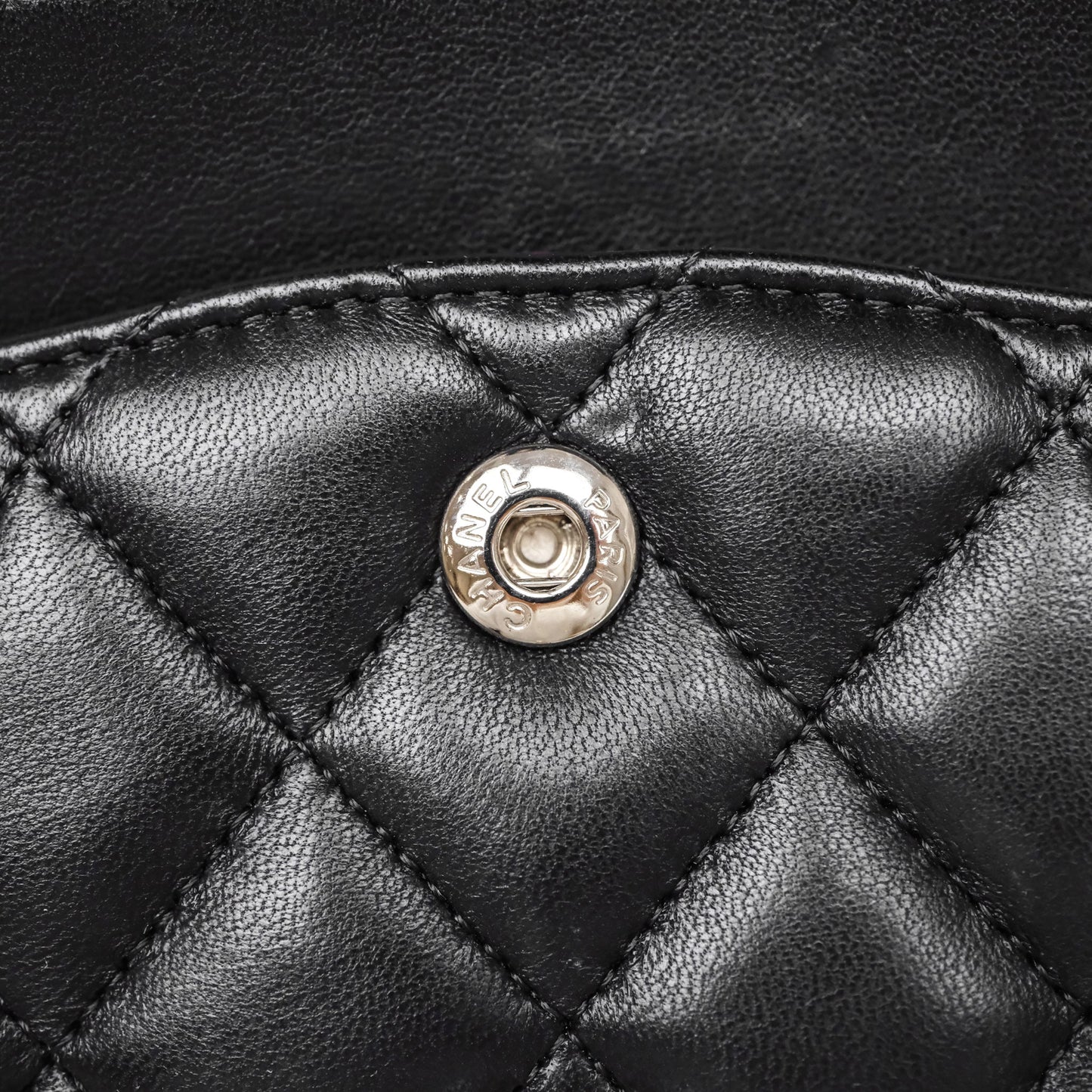Chanel Classic M/L Medium Flap Quilted Black Lambskin Silver Hardware