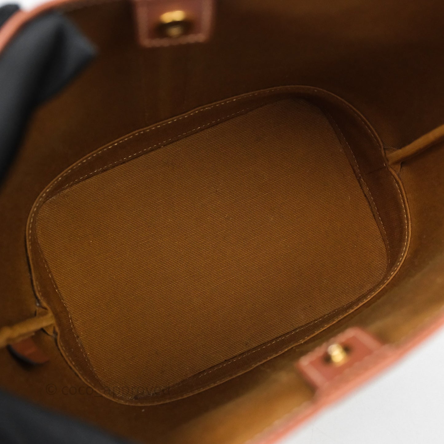 Celine Small Bucket Triomphe Canvas Tan Calfskin