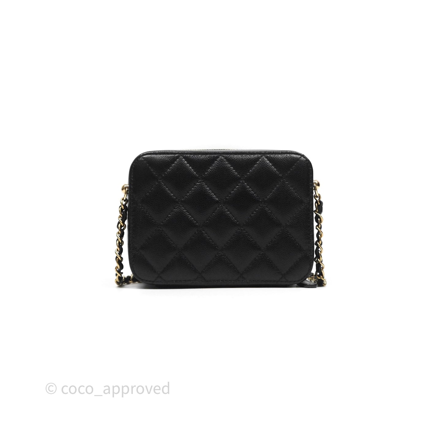 Chanel Quilted Camera Case Black Caviar Gold Hardware