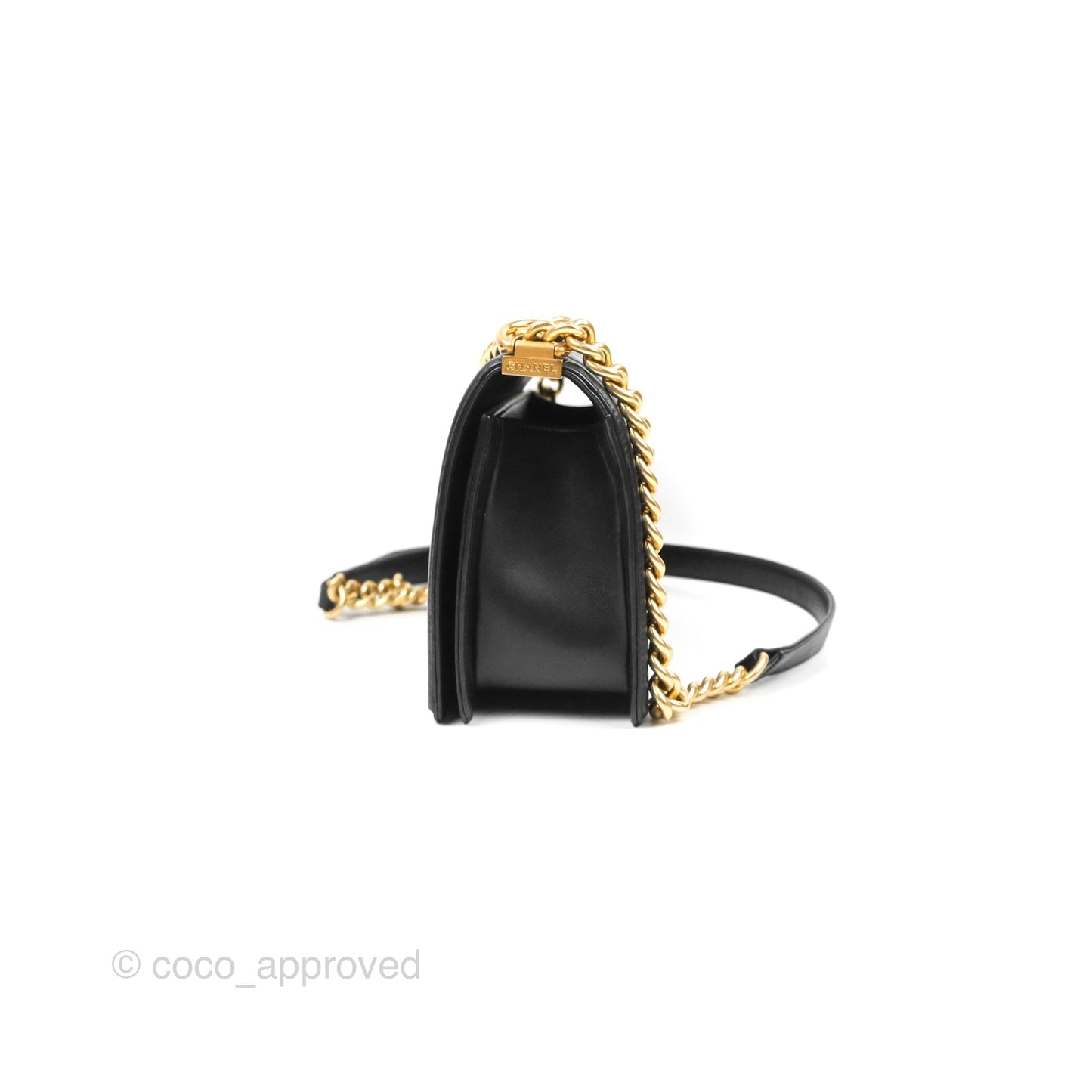 Chanel Quilted Medium Boy Black Lambskin Aged Gold Hardware