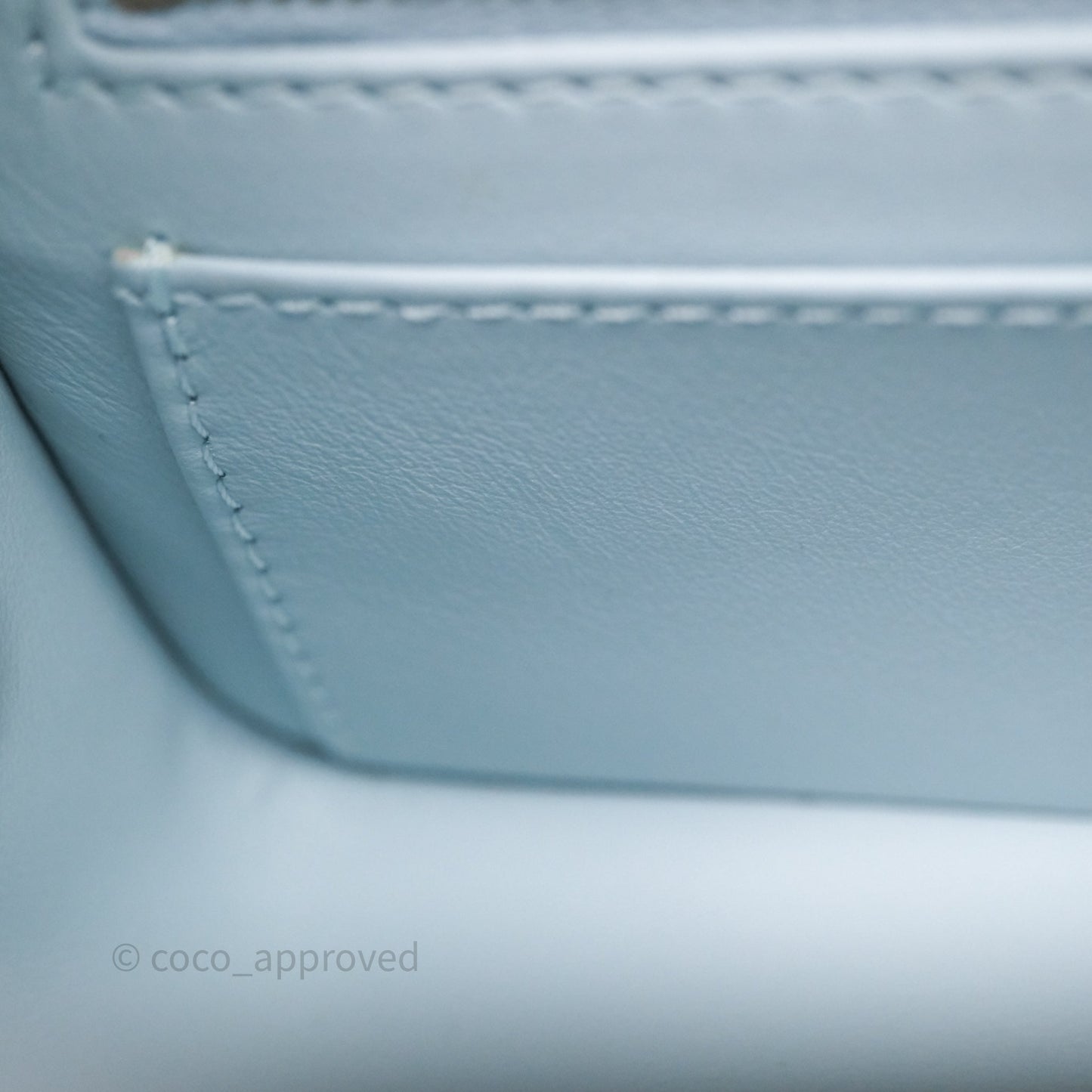 Chanel Pearl Crush Mini Rectangular Light Blue Lambskin Aged Gold Hardware