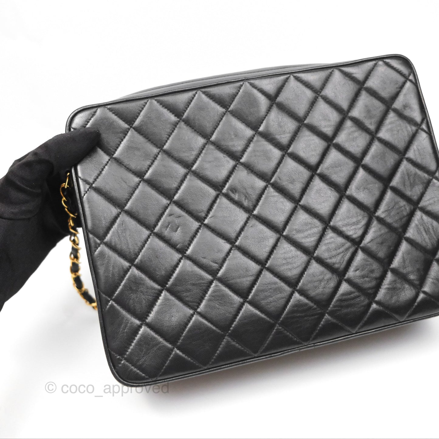 Chanel Vintage Camera Bag Black Lambskin 24K Gold Hardware