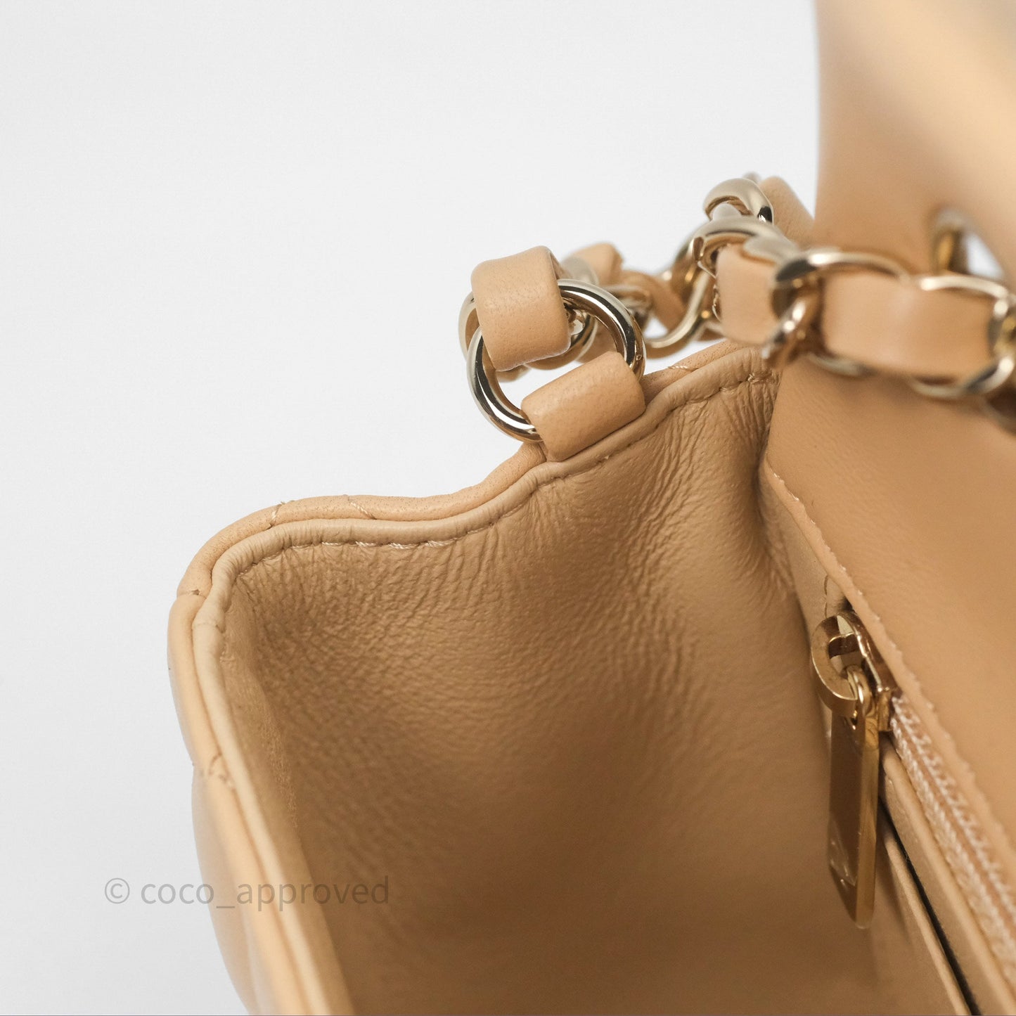 Chanel Mini Rectangular Quilted Beige Lambskin Gold Hardware