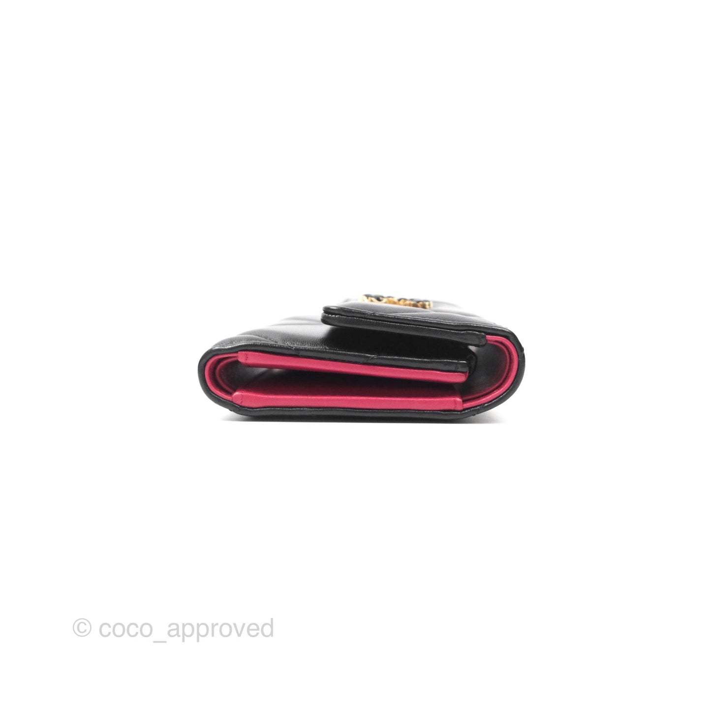 Chanel 19 Short Flap Wallet Black Lambskin