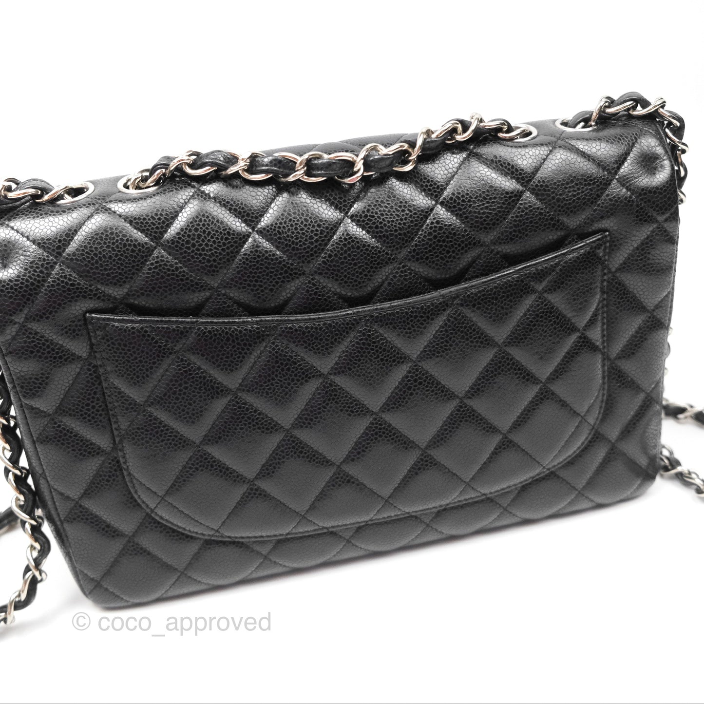 Chanel Jumbo Single Flap Quilted Black Caviar Silver Hardware