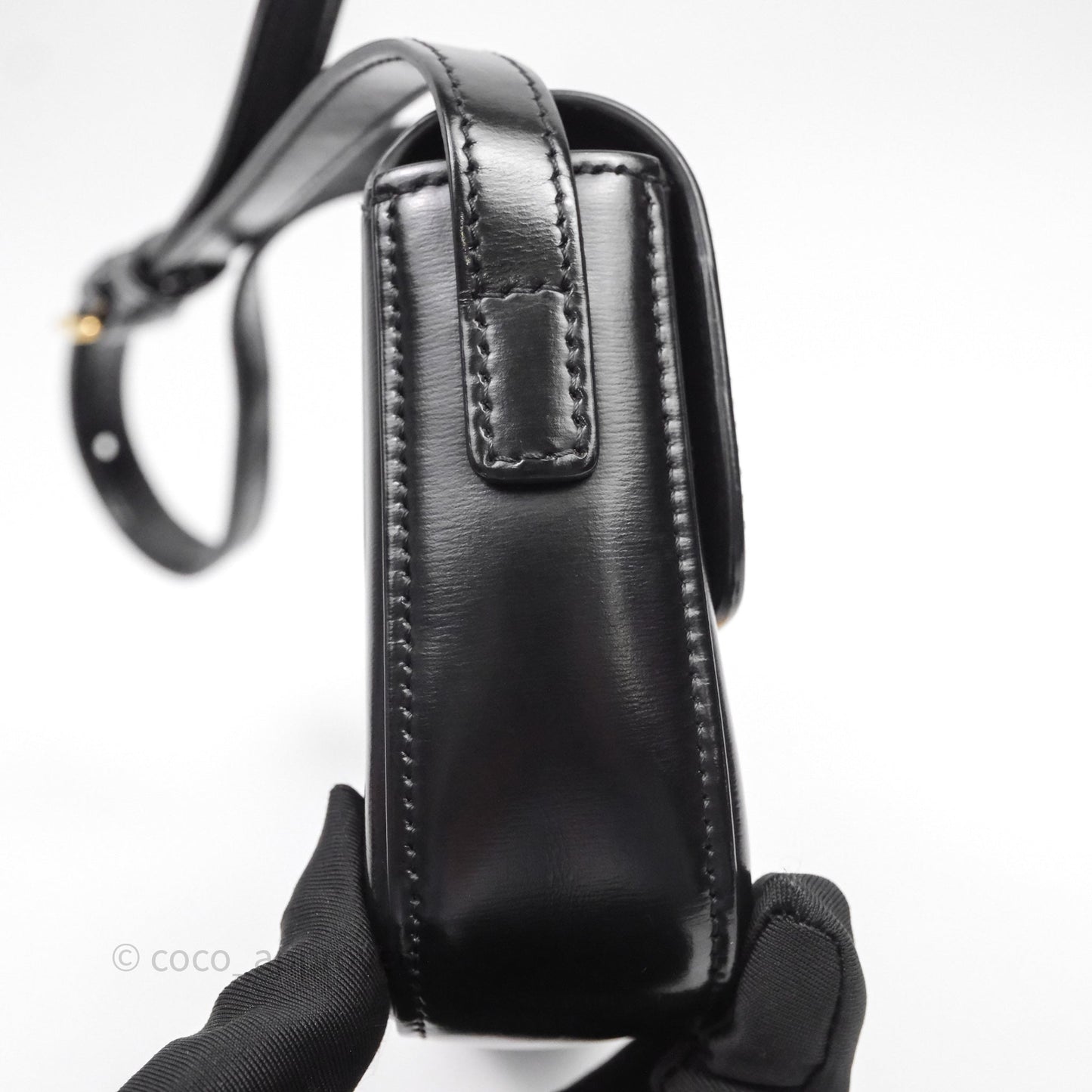 Celine Triomphe Shoulder Bag Black Calfskin