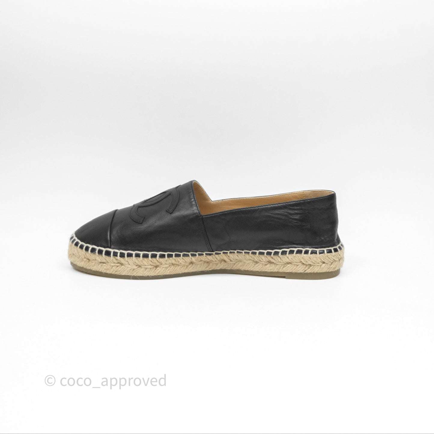 Chanel Espadrille Black Leather Size 40