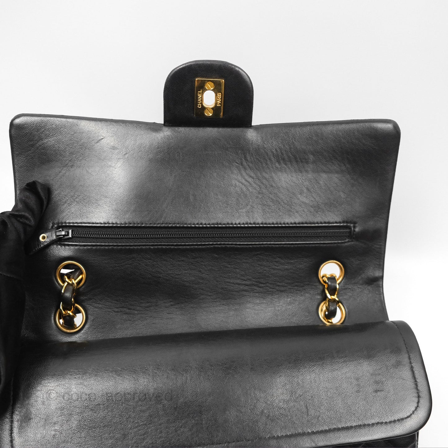 Chanel Vintage Classic Medium Flap Black Lambskin 24K Gold Hardware