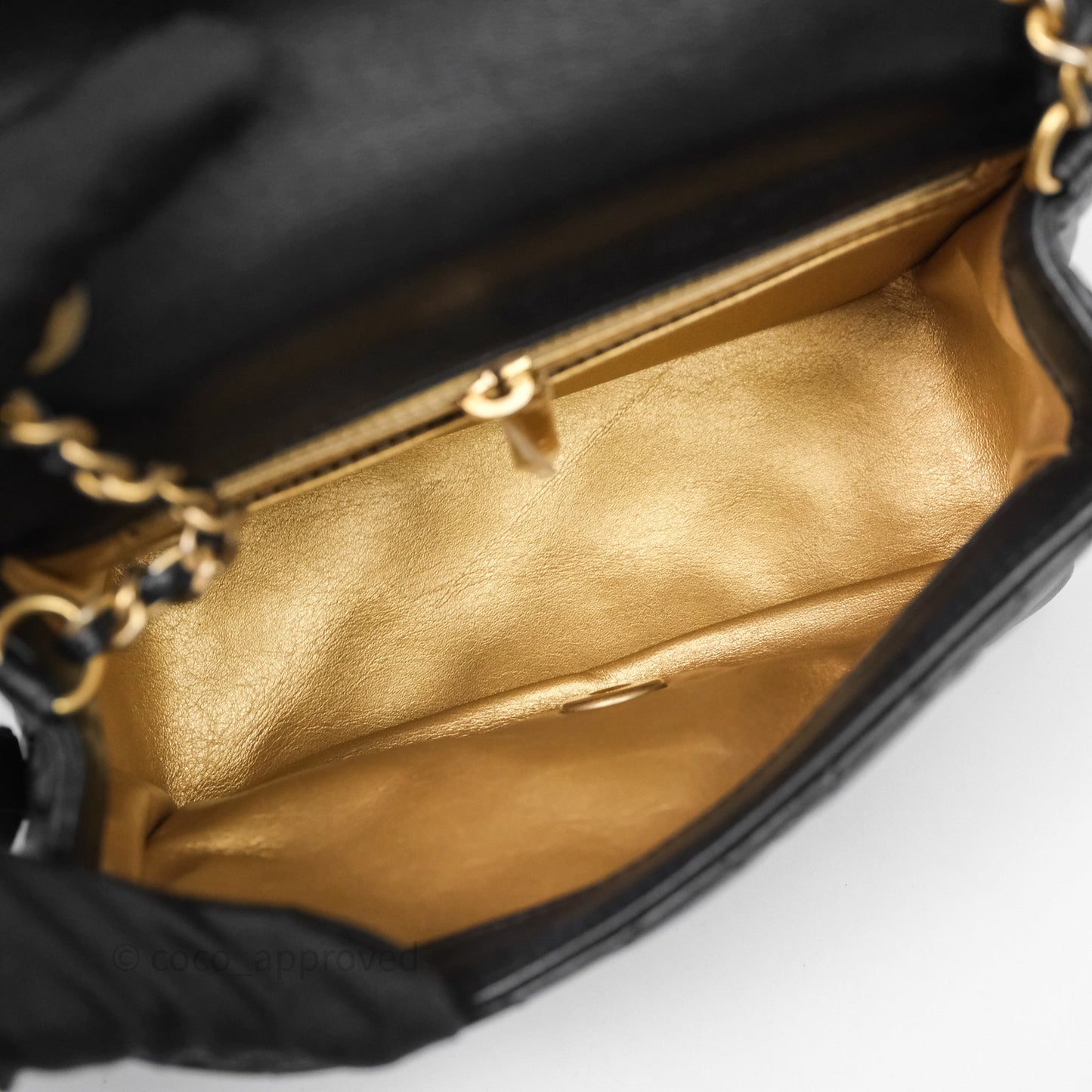 Chanel Pearl Crush Mini Square Quilted Black Lambskin Aged Gold Hardware