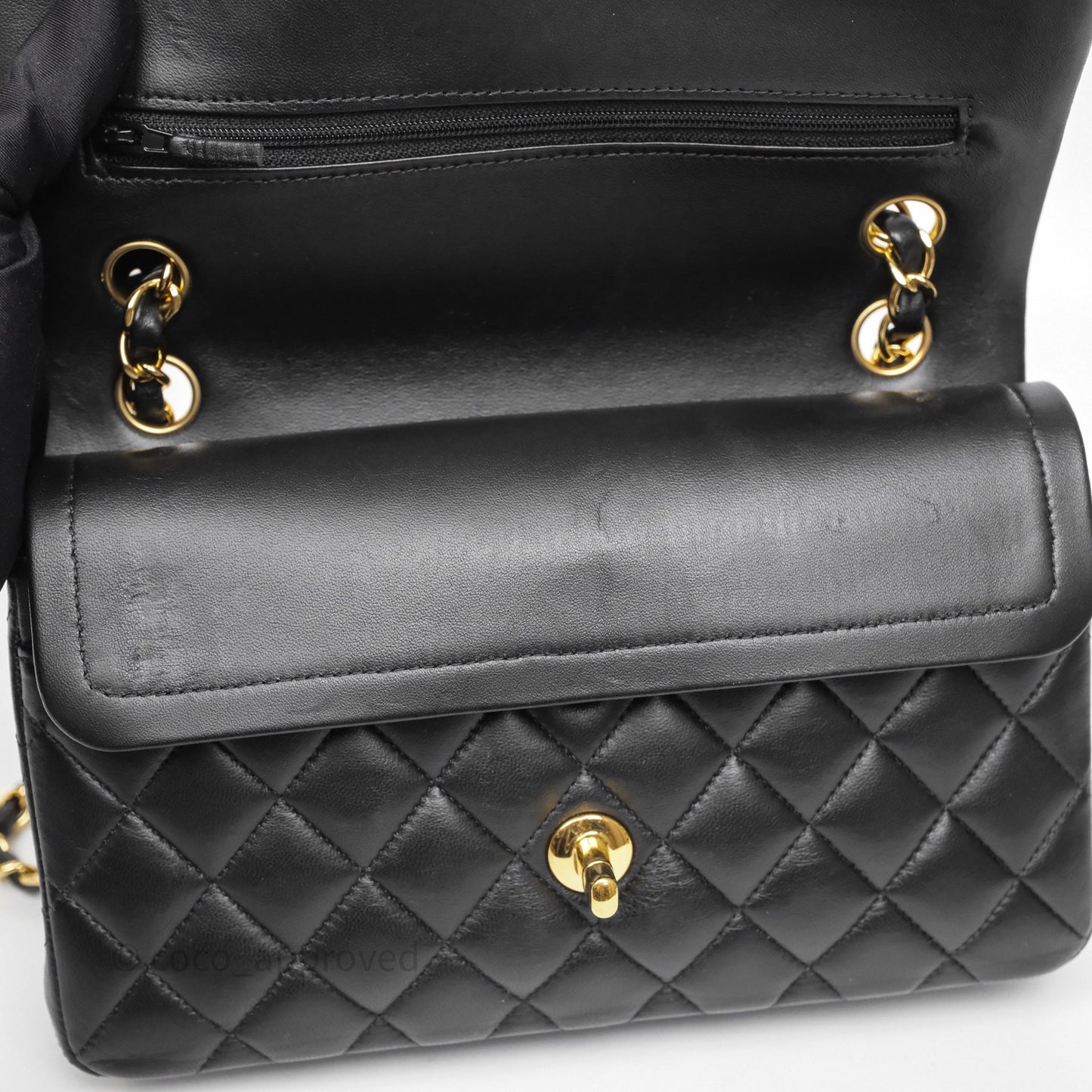 Chanel Small Classic Flap Quilted Black Lambskin Gold Hardware