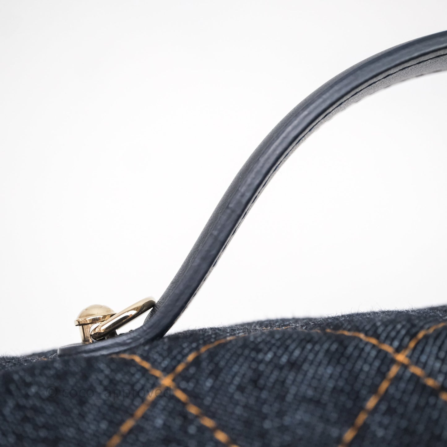 Chanel Top Handle Long Vanity with Chain Dark Blue Denim Gold Hardware