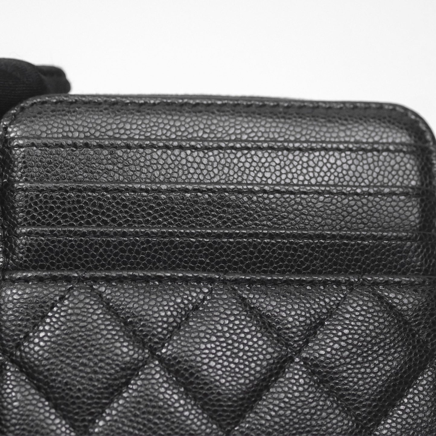 Chanel Quilted Classic Zip Card Holder Wallet Black Caviar Gold Hardware