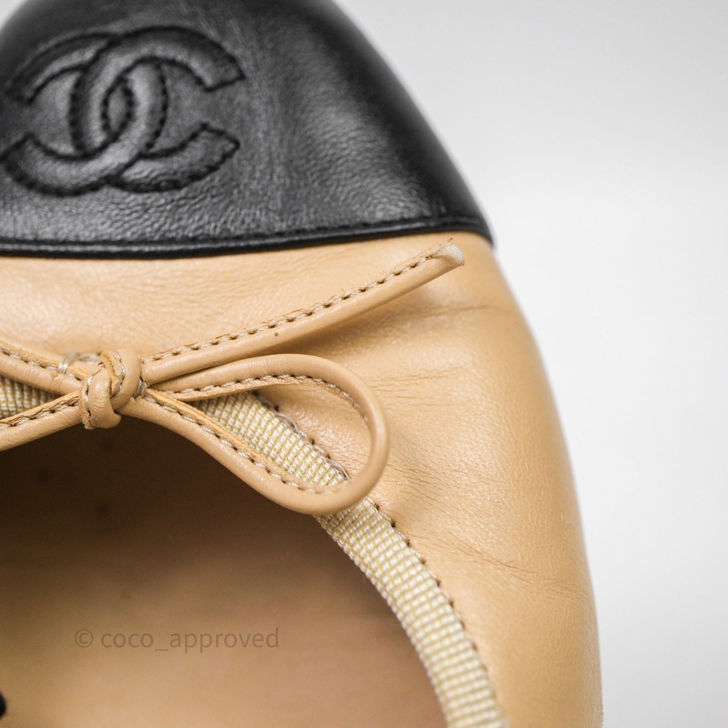 Chanel Ballerina Flats Black Beige Size 36