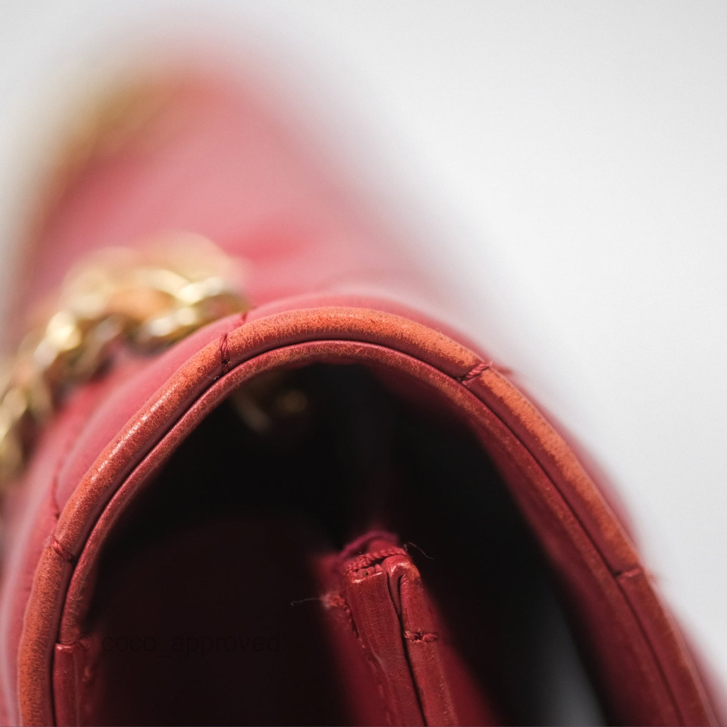 Chanel Chevron Shoulder Bag Red Calfskin Aged Gold Hardware