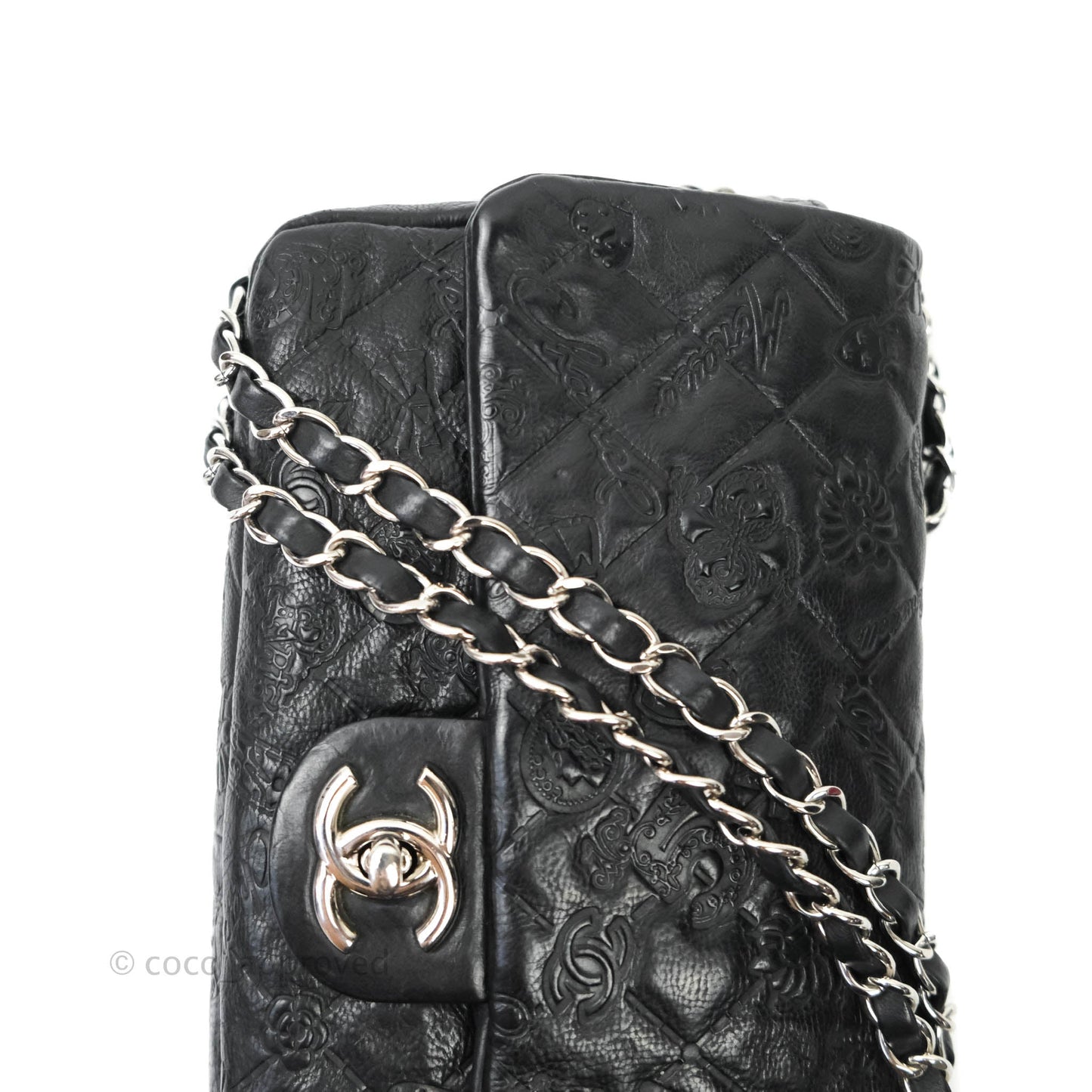 Chanel Small Embroidered Flap Bag Black Silver Hardware