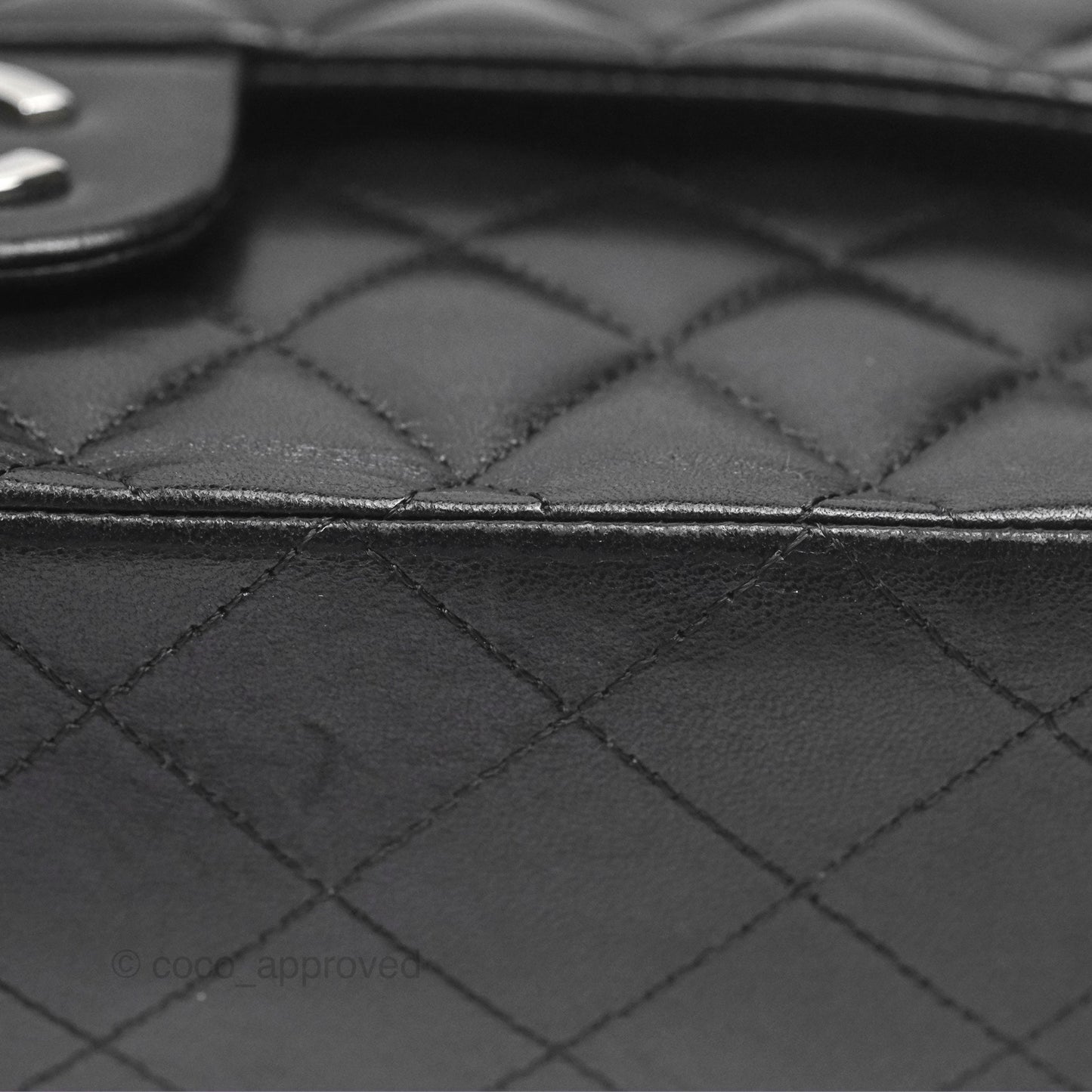 Chanel Classic M/L Medium Flap Quilted Black Lambskin Silver Hardware