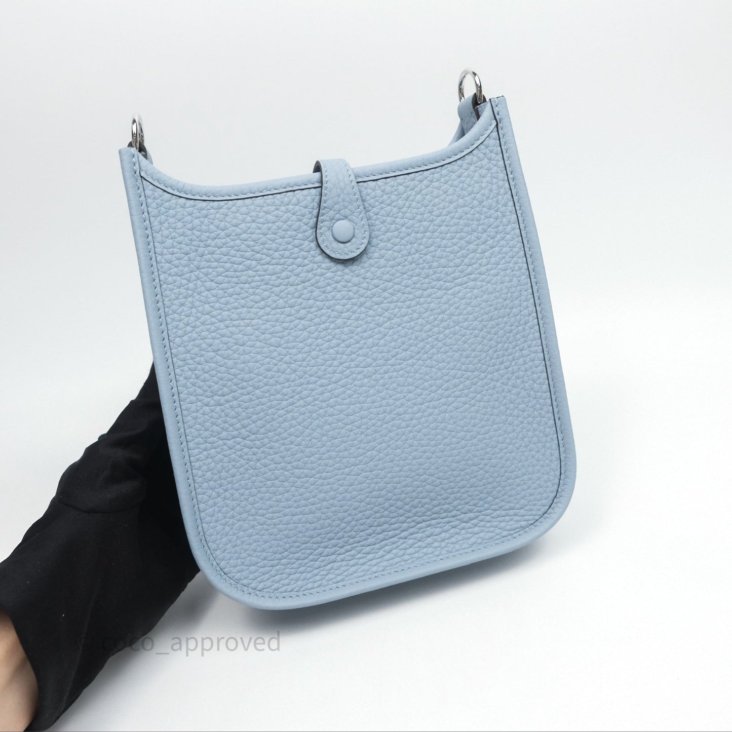 Hermès Mini Evelyne 16 Amazone Bleu Lin Taurillon Clemence Palladium Hardware