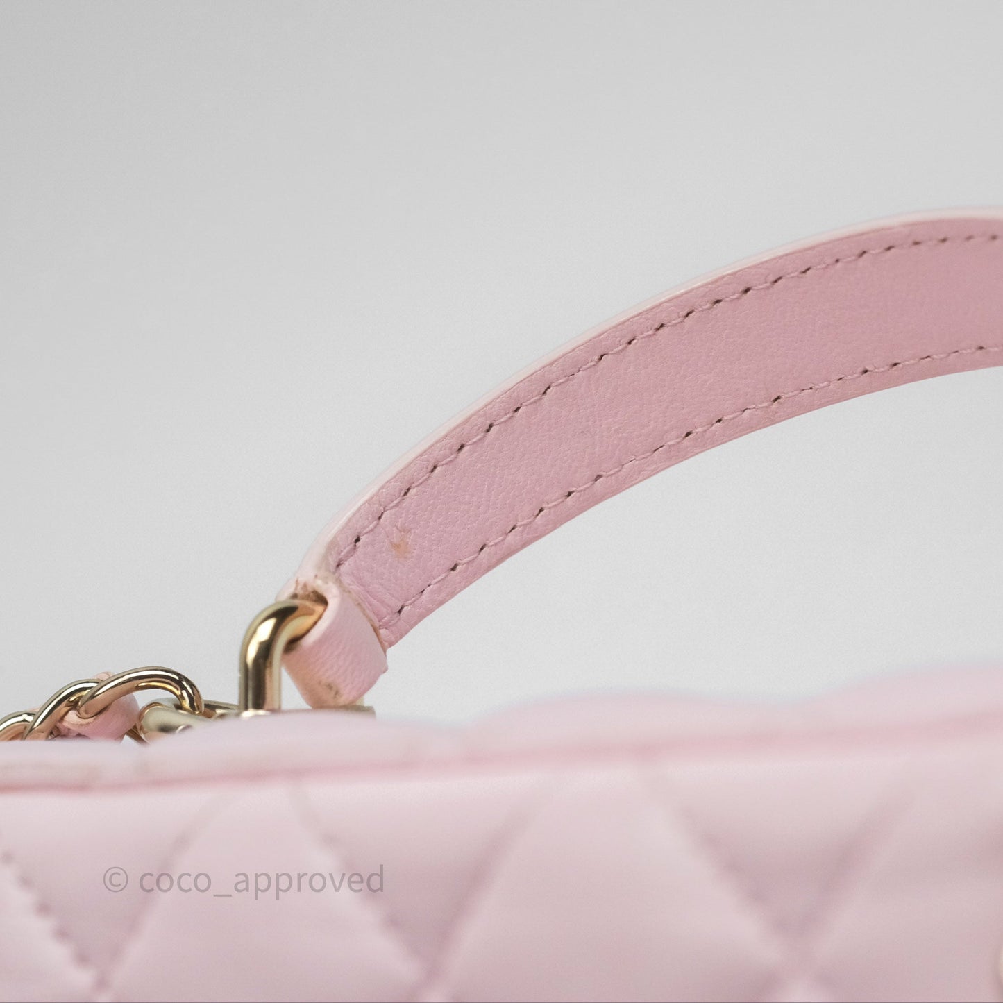 Chanel Vanity Rectangular Top Handle Light Pink Lambskin Gold Hardware