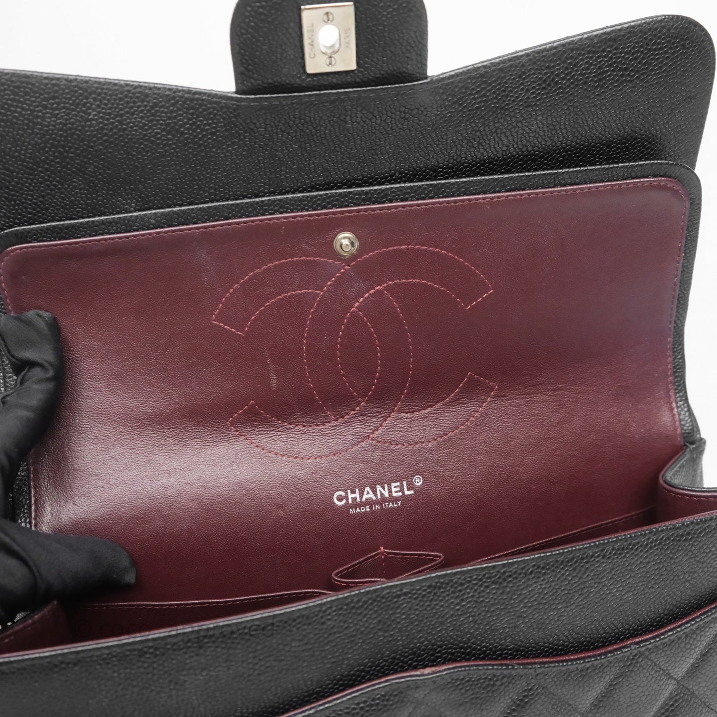 Chanel Jumbo Double Flap Black Caviar Silver Hardware⁣⁣