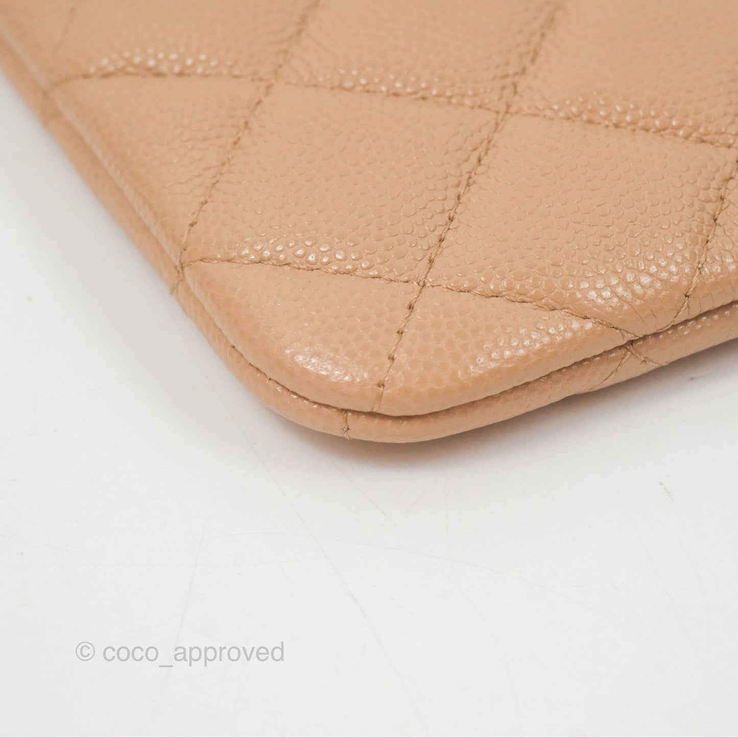 Chanel Quilted Mini O Case Beige Caviar Gold Hardware
