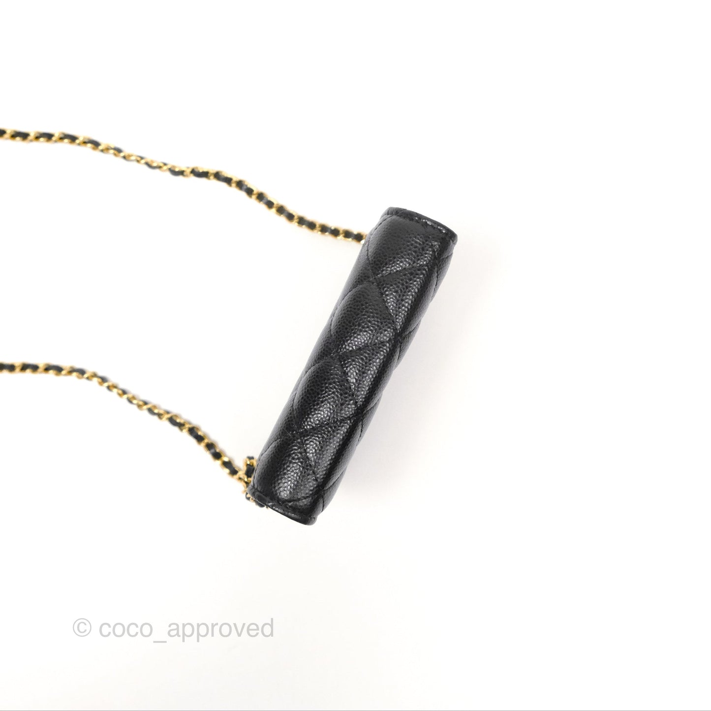 Chanel Miss Coco Clutch With Chain Quilted Black Caviar Gold Hardware