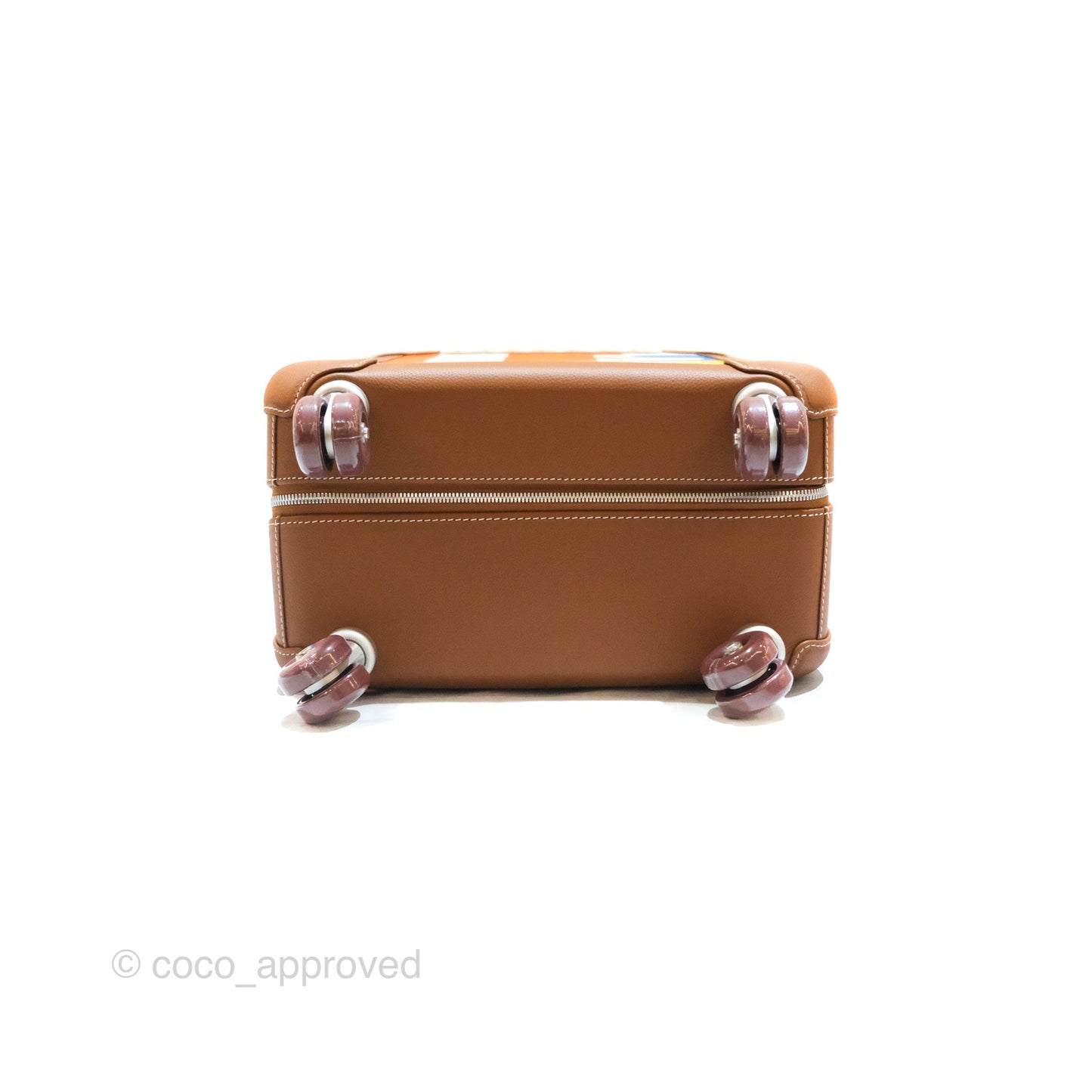 Hermès R.M.S Cabin 55 Suitcase in Ecru-Beige/ Fauve/ Orange Canvas Gold Clemence Palladium Hardware