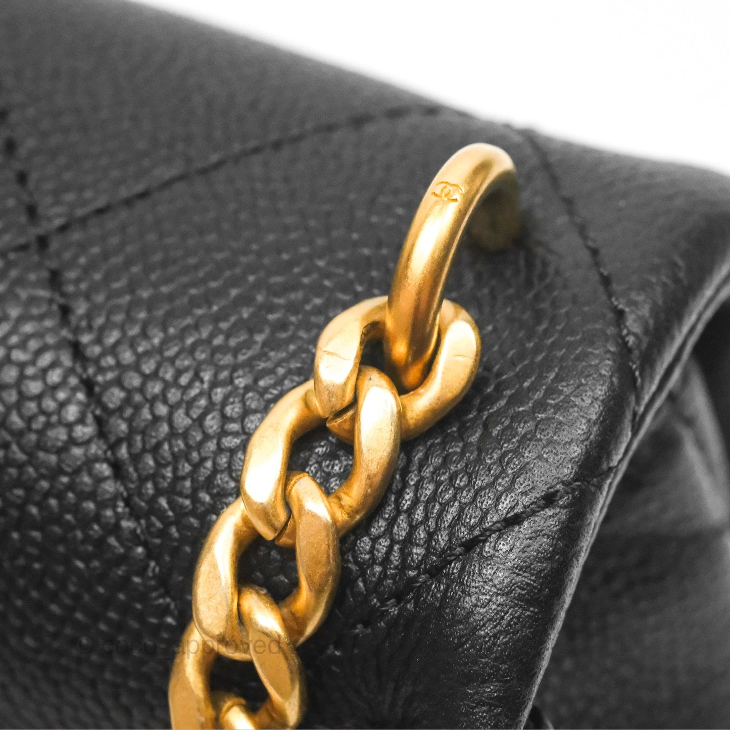Chanel Mini Flap Bag Heart Adjustable Chain Black Caviar Aged Gold Hardware
