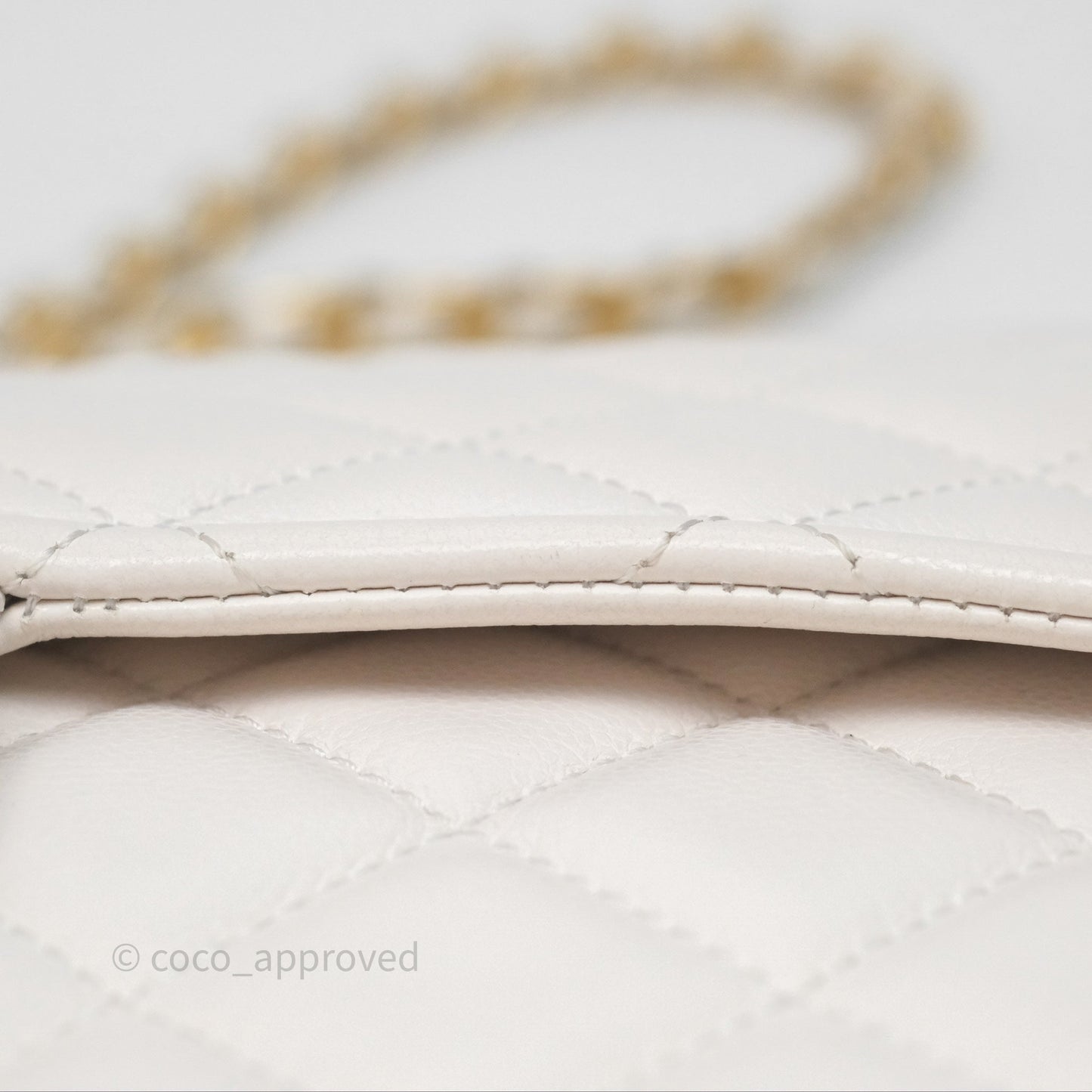 Chanel Large Quilted Sweet Classic Flap White Caviar Aged Gold Hardware
