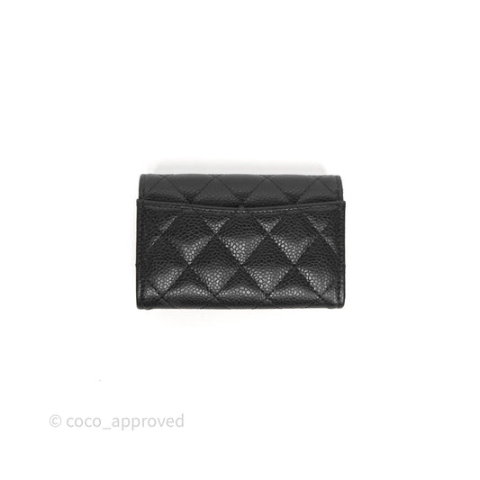 Chanel Quilted Flap Card Holder Black Caviar Gold Hardware