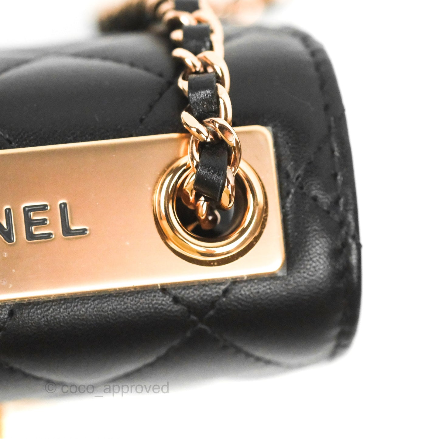 Chanel Mini Quilted Trendy CC Clutch With Chain Black Lambskin Rose Gold Hardware
